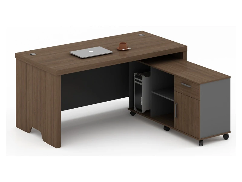 Escritorio de oficina de gerente moderno con gabinete lateral m&oacute;vil - TS-B1608