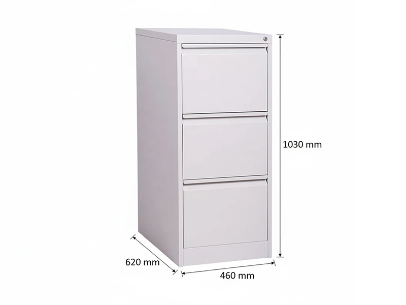 Archivador vertical de oficina de metal de 3 cajones con cerradura
