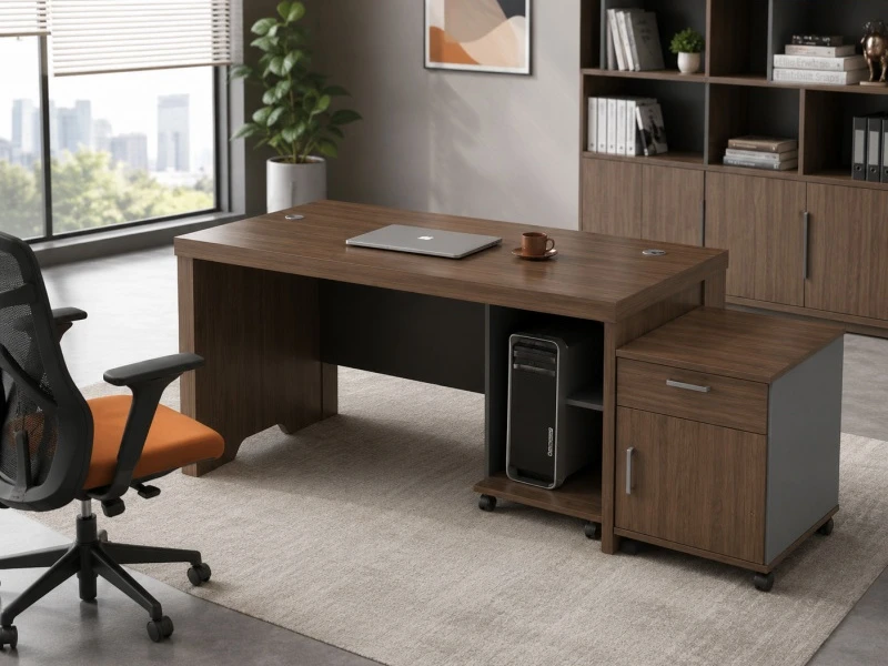 Escritorio de oficina de gerente moderno con gabinete lateral m&oacute;vil - TS-B1608