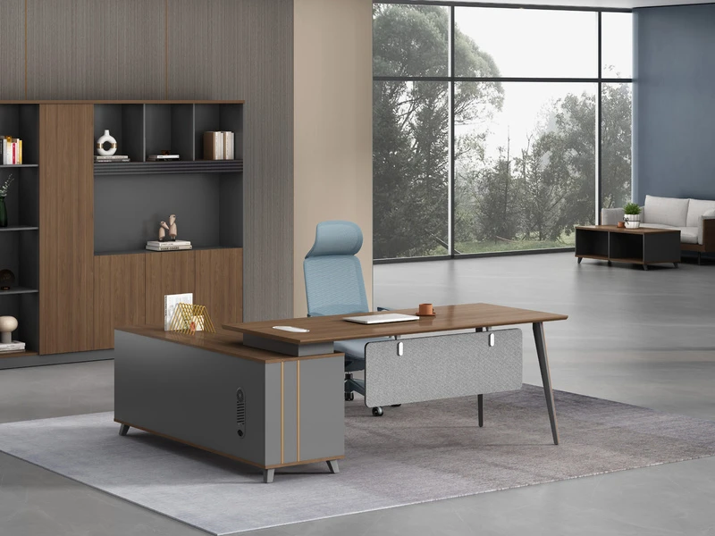 Escritorio de oficina ejecutivo moderno con gabinete lateral - LP-B0120