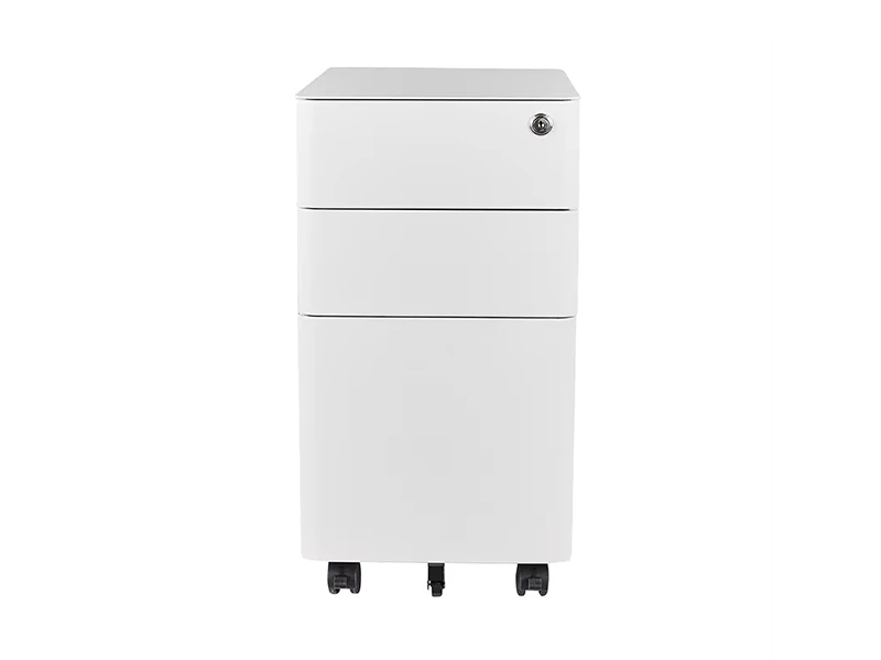 Gabinete de pedestal m&oacute;vil de 3 cajones con cerradura para almacenamiento de oficina