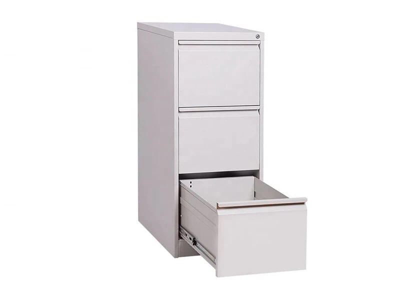 Archivador vertical de oficina de metal de 3 cajones con cerradura