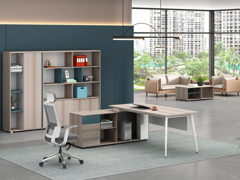 Escritorio de oficina ejecutivo moderno con gabinete lateral - LP-B0120