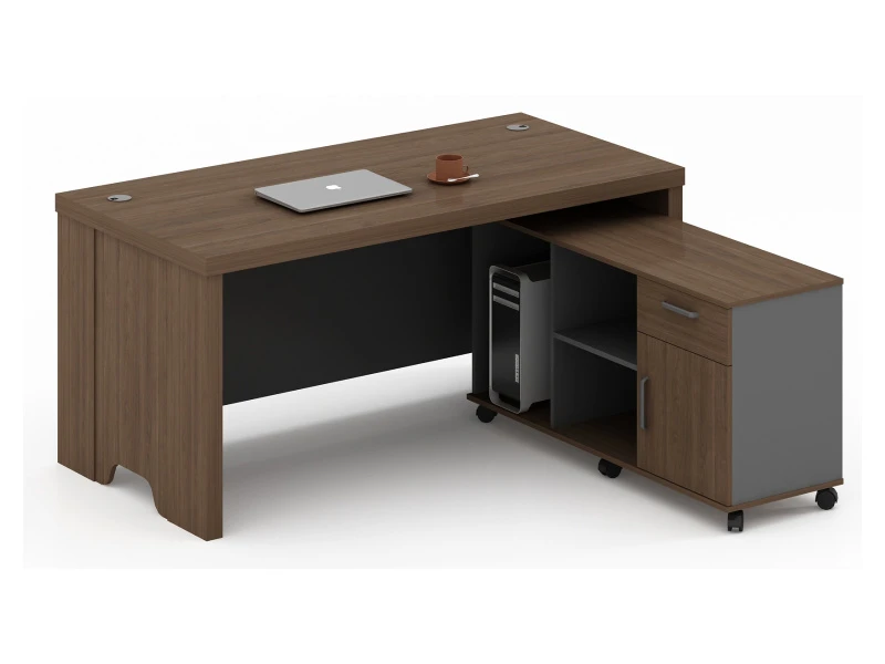 Escritorio de oficina de gerente moderno con gabinete lateral m&oacute;vil - TS-B1608