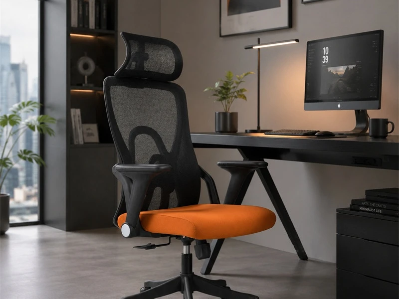 Silla de oficina ergon&oacute;mica de malla con reposacabezas ajustable