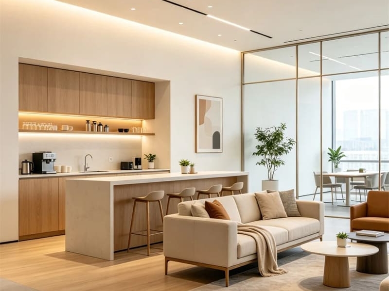Solución de mobiliario de oficina para espacios de trabajo de agencias creativas en Guangzhou 