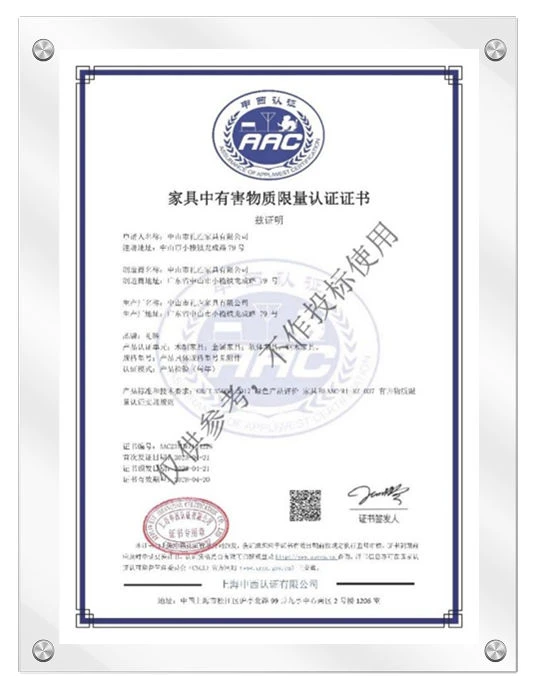 Certificado de TVOC de f&aacute;brica