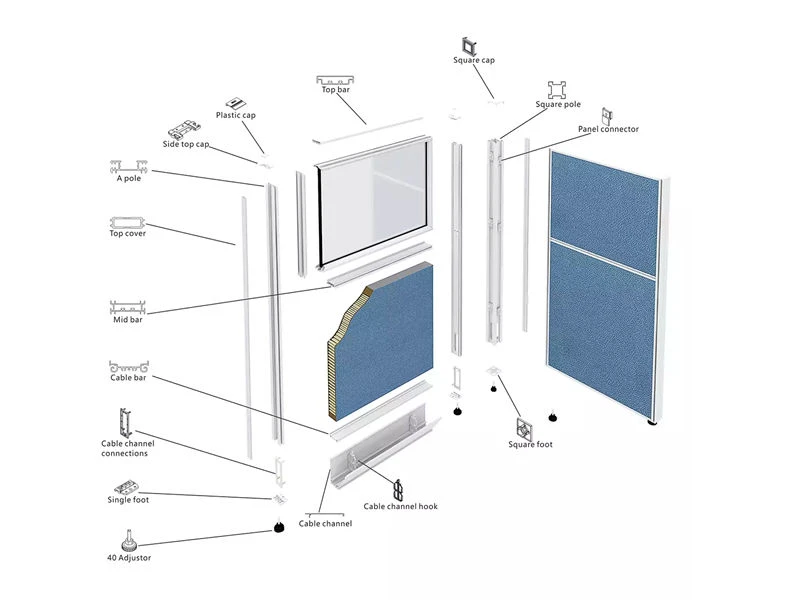 Cub&iacute;culos modulares de oficina de dise&ntilde;o de panel de partici&oacute;n de aleaci&oacute;n de aluminio