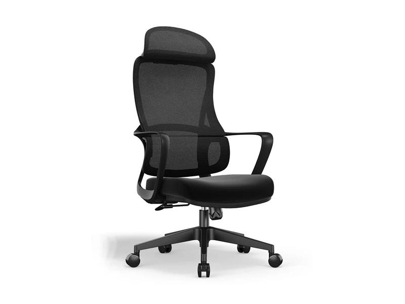 Silla de malla con respaldo alto y reposacabezas 2D | Sillas operativas giratorias