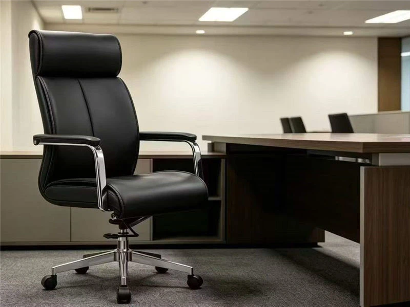 Silla de escritorio ejecutiva de cuero con respaldo alto de lujo a la venta
