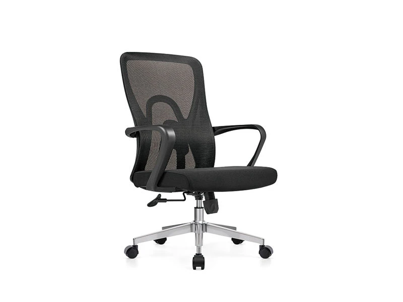 Silla operativa ergon&oacute;mica de malla con respaldo medio y estructura negra