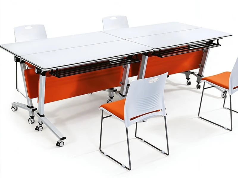 Mesa de entrenamiento nido abatible con ruedas para espacios flexibles
