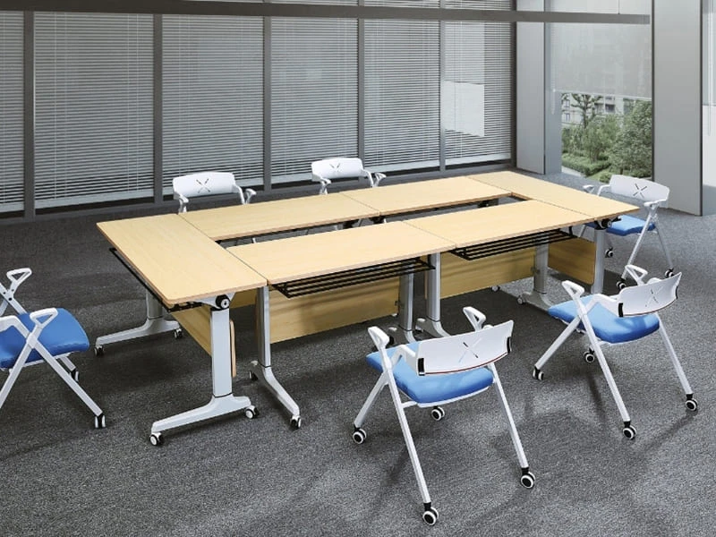 Mesa de entrenamiento m&oacute;vil comercial con tapa abatible y dise&ntilde;o plegable