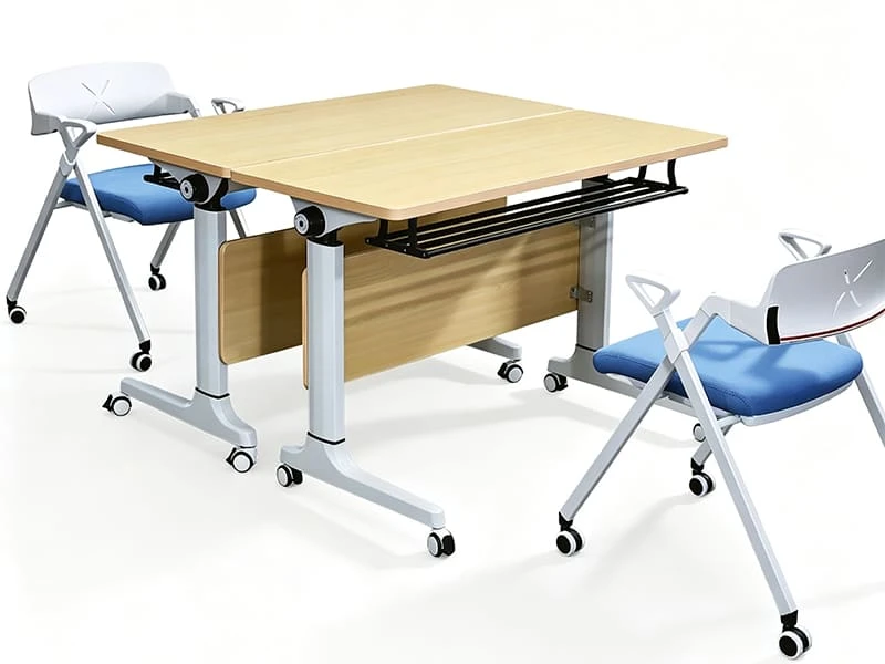 Mesa de entrenamiento m&oacute;vil comercial con tapa abatible y dise&ntilde;o plegable
