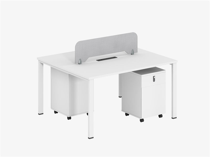 Estaciones de trabajo tipo banco de oficina blanco con pedestal móvil