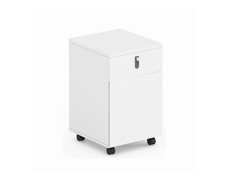 Estaciones de trabajo tipo banco de oficina blanco con pedestal m&oacute;vil