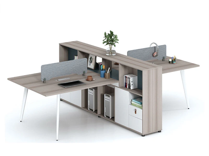 Estaci&oacute;n de trabajo de oficina modular con gabinete y gabinete integrados. Estante para libros