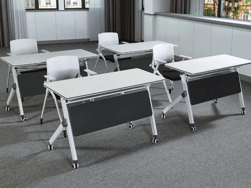 Mesa de entrenamiento plegable, mesa de conferencias con tapa abatible y ruedas para oficina
