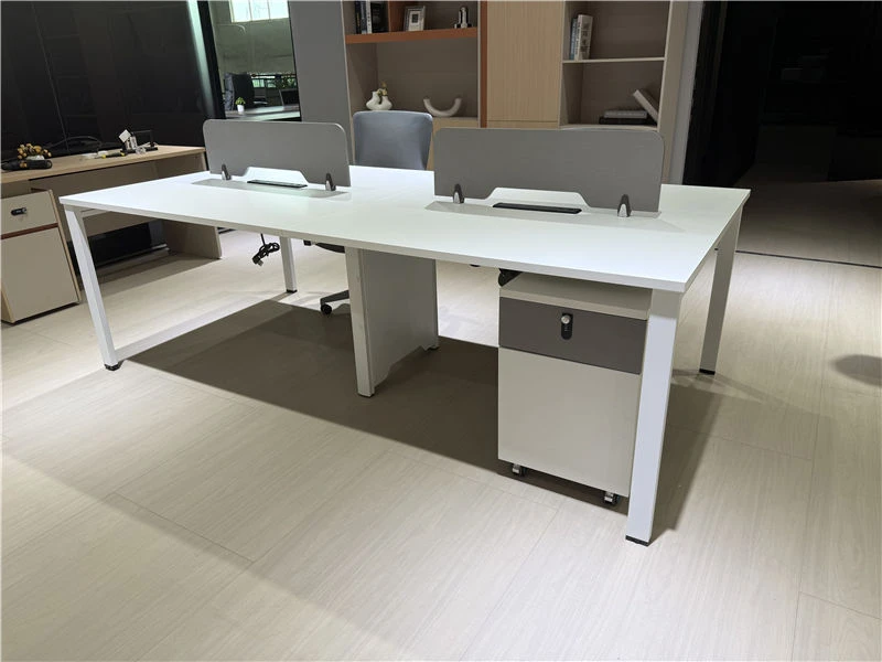 Estaciones de trabajo tipo banco de oficina blanco con pedestal m&oacute;vil