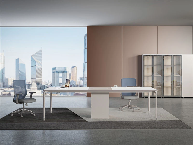 Mesa blanca para sala de conferencias para reuniones y reuniones de oficina Seminarios