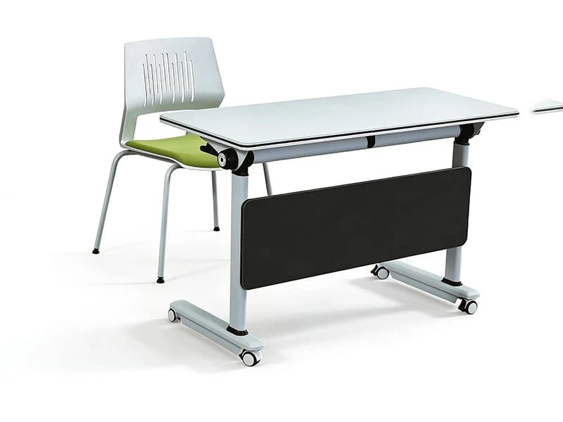 Mesa de entrenamiento asequible con tapa abatible y ruedas bloqueables
