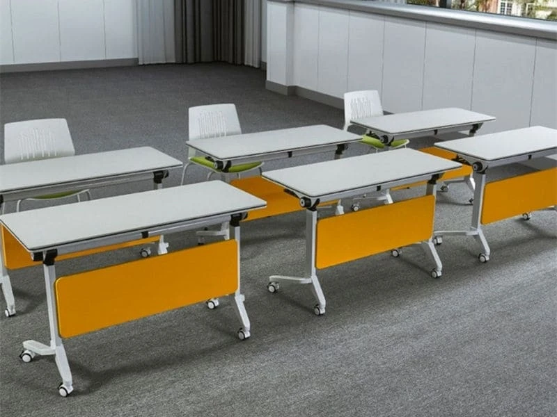 Mesa de entrenamiento moderna, escritorio de oficina, mesa de entrenamiento plegable con ruedas bloqueables