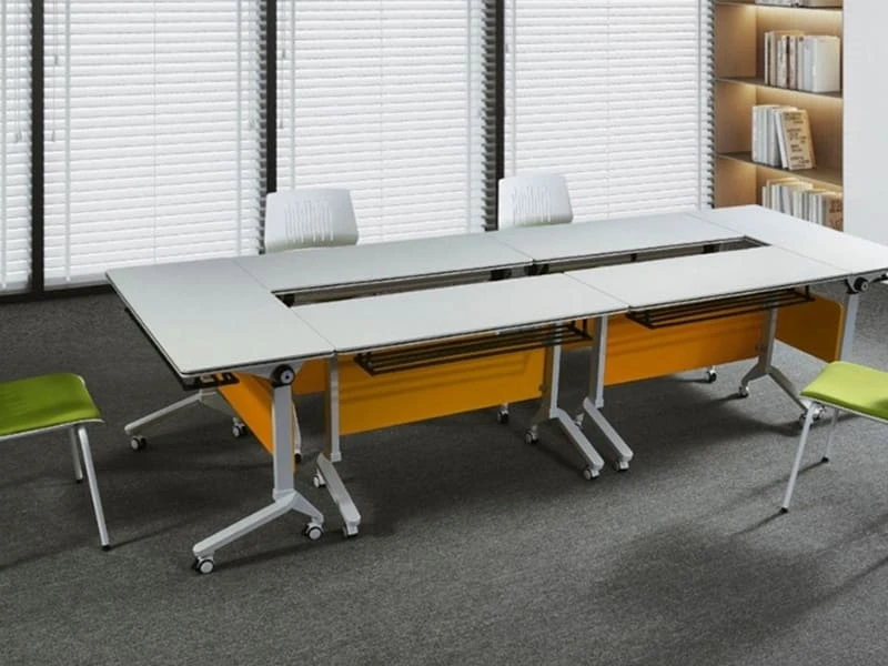Mesa de entrenamiento moderna, escritorio de oficina, mesa de entrenamiento plegable con ruedas bloqueables