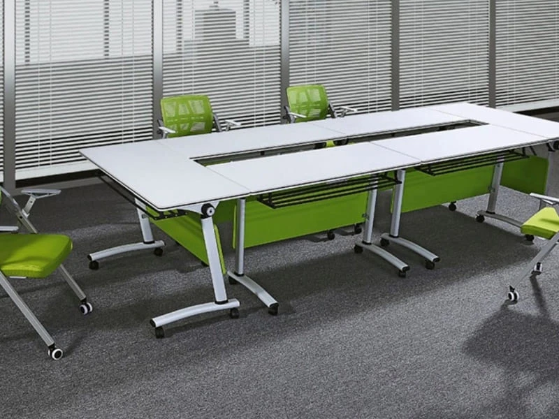 Flip Top Table Mesa de entrenamiento plegable moderna con ruedas bloqueables