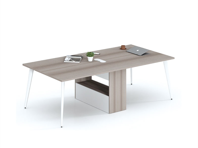Mesa de conferencias de roble para oficina | Escritorio para sala de reuniones de 8 plazas