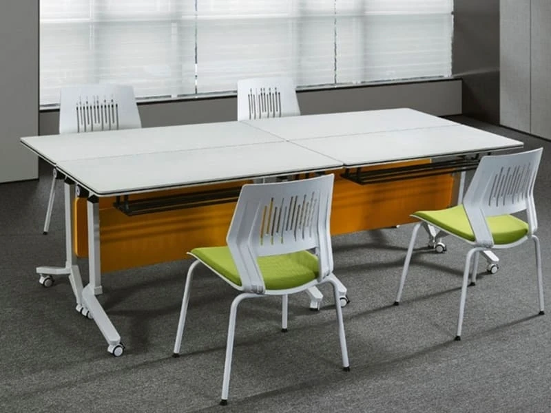 Mesa de entrenamiento moderna, escritorio de oficina, mesa de entrenamiento plegable con ruedas bloqueables
