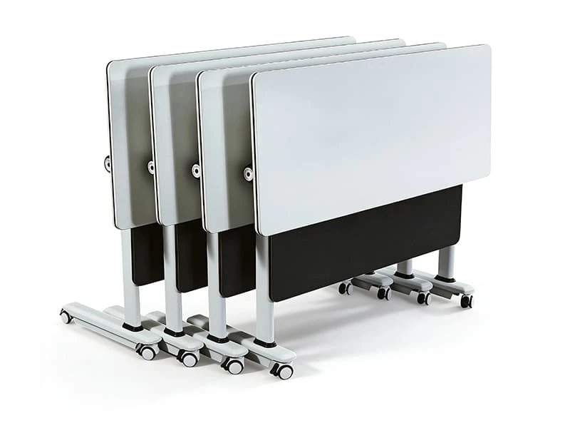 Mesa de entrenamiento asequible con tapa abatible y ruedas bloqueables