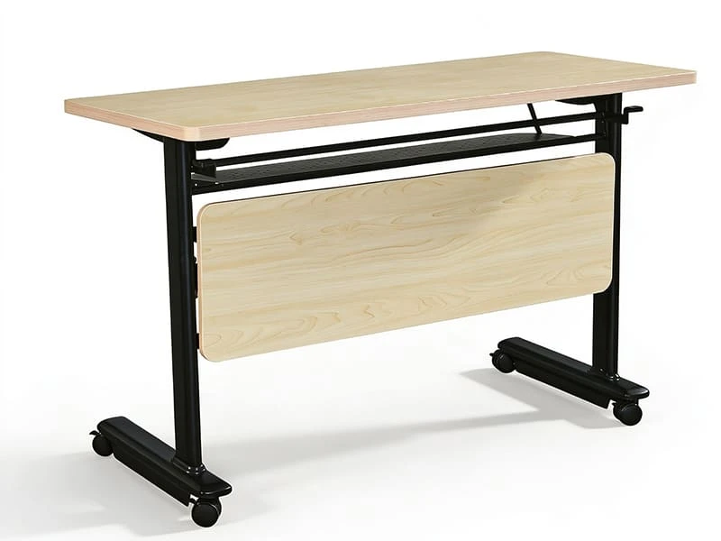 Mesa de formaci&oacute;n moderna, mesa de conferencias modular con tapa abatible y estructura de acero