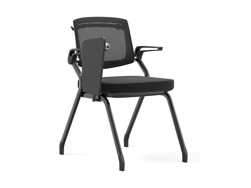 Silla de conferencia apilable negra/gris con brazos abatibles
