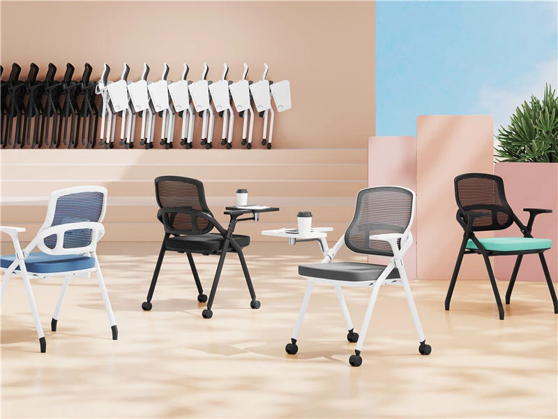 Silla de escritorio gris con brazos para sala de conferencias de oficina