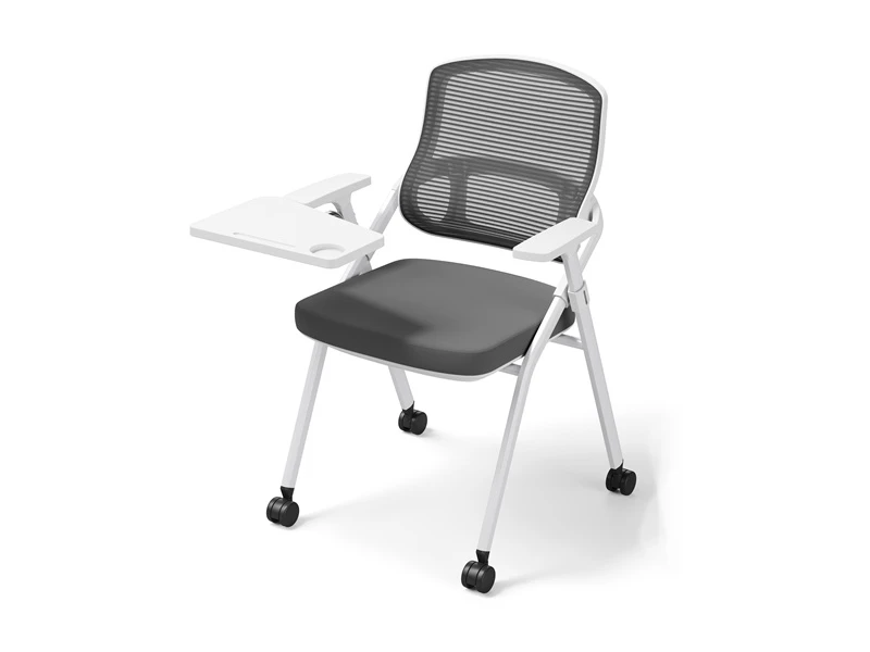 Silla de escritorio gris con brazos para sala de conferencias de oficina