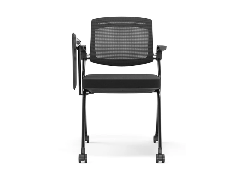 Silla de conferencia apilable negra/gris con brazos abatibles