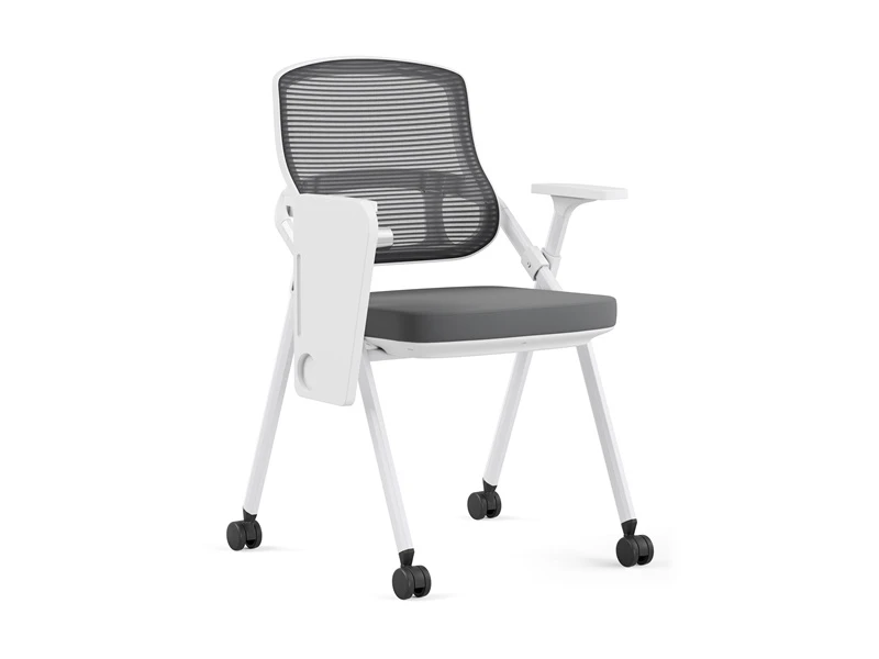 Silla de escritorio gris con brazos para sala de conferencias de oficina