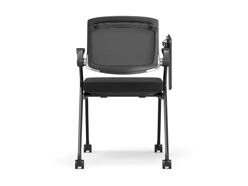 Silla de conferencia apilable negra/gris con brazos abatibles