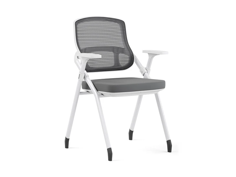 Silla de escritorio gris con brazos para sala de conferencias de oficina