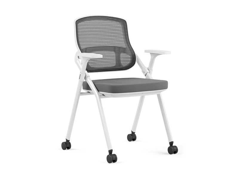 Silla de escritorio gris con brazos para sala de conferencias de oficina