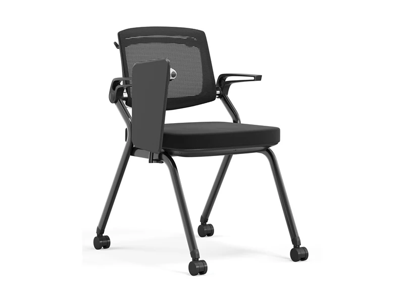 Silla de conferencia apilable negra/gris con brazos abatibles