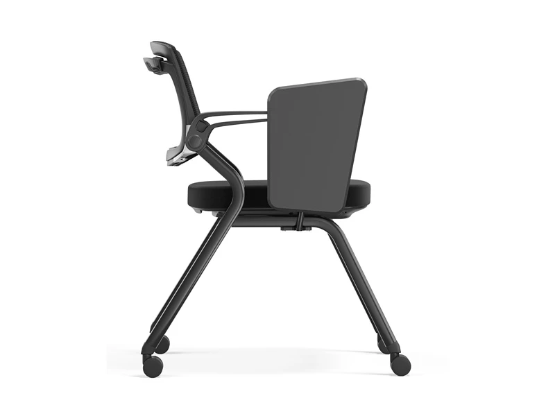 Silla de conferencia apilable negra/gris con brazos abatibles