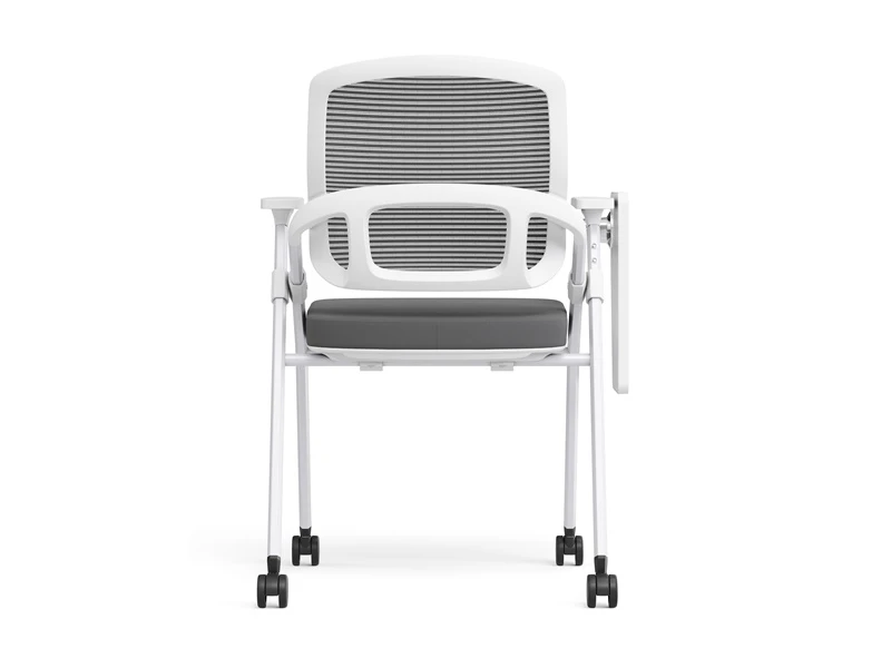 Silla de escritorio gris con brazos para sala de conferencias de oficina