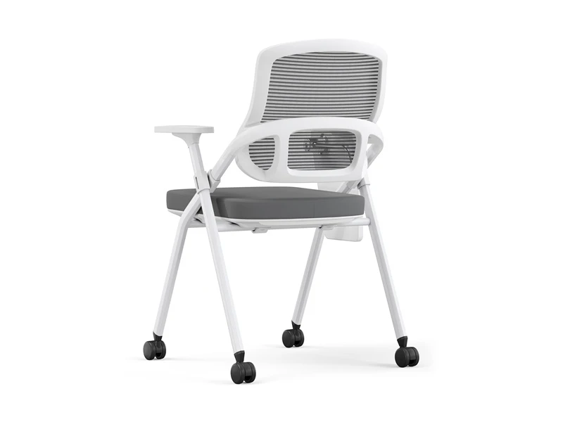 Silla de escritorio gris con brazos para sala de conferencias de oficina