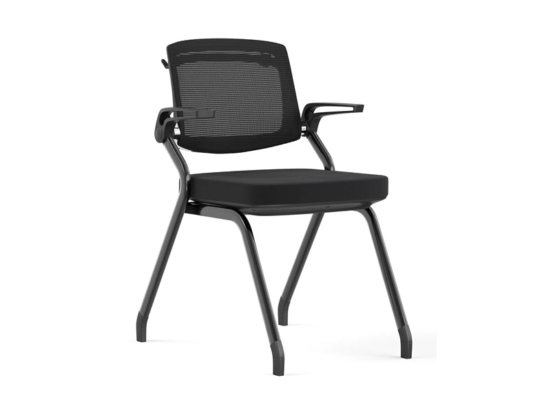 Silla de conferencia apilable negra/gris con brazos abatibles