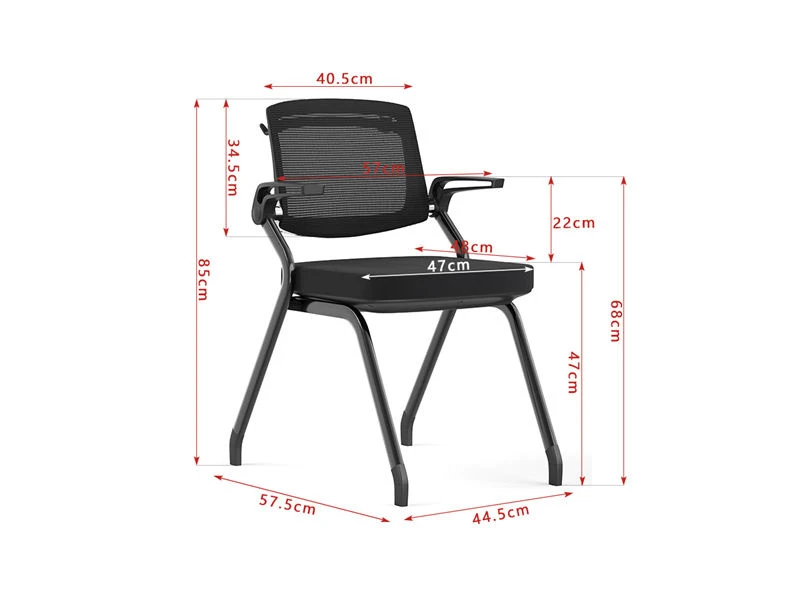 Silla de conferencia apilable negra/gris con brazos abatibles
