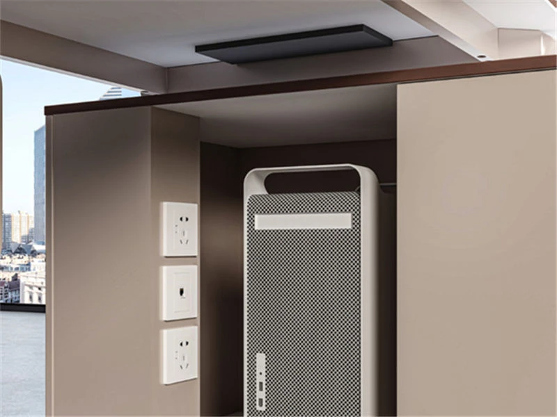 Escritorio ejecutivo minimalista para computadora con caj&oacute;n y mesa. Gabinete lateral