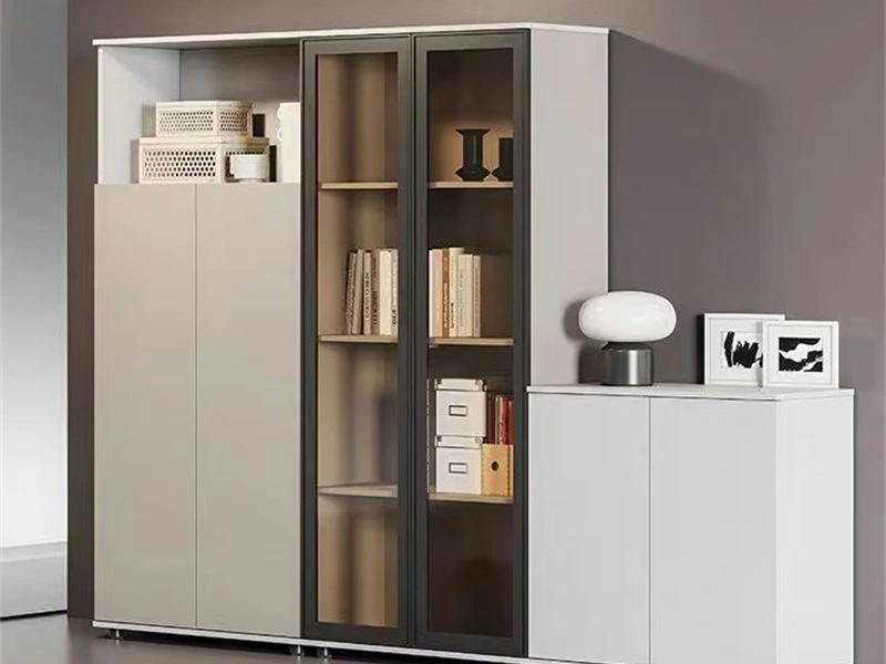 Gabinetes de almacenamiento de archivos blancos para oficina | Archivador aparador gris