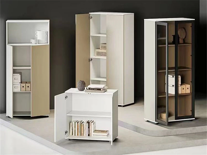 Gabinetes de almacenamiento de archivos blancos para oficina | Archivador aparador gris