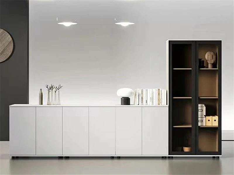 Gabinetes de almacenamiento de archivos blancos para oficina | Archivador aparador gris